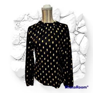 Black Metallic Gold Dot Blouse